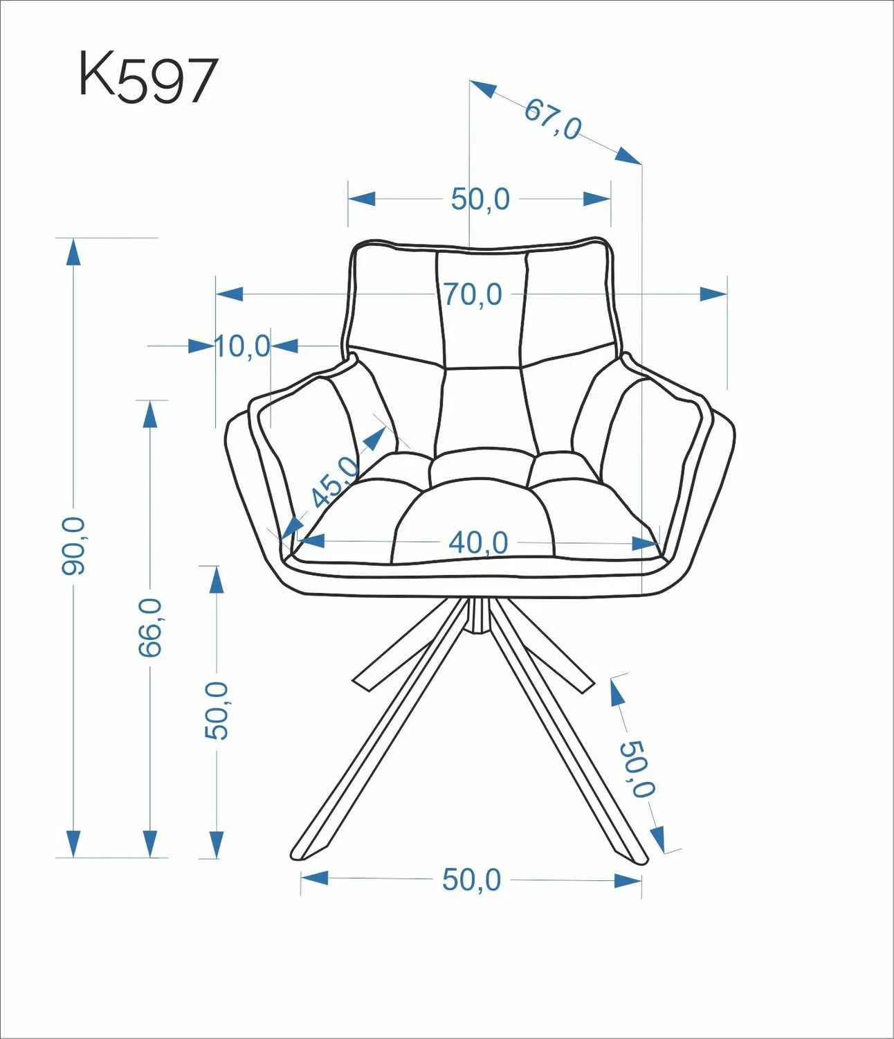 Стул HALMAR K597 серый/черный, поворотный