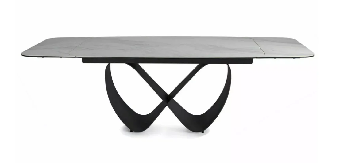 Стол обеденный SIGNAL INFINITY Ceramic Nature Cloud белый/черный 160-240/95