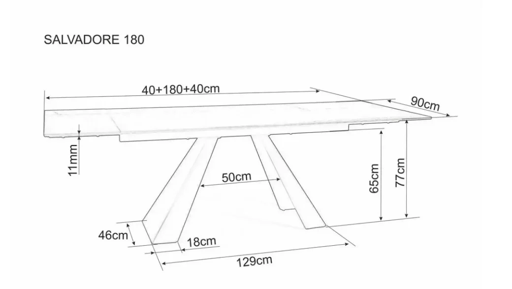 Стол обеденный SIGNAL SALVADORE Ceramic серый мрамор/черный мат 180-260/90