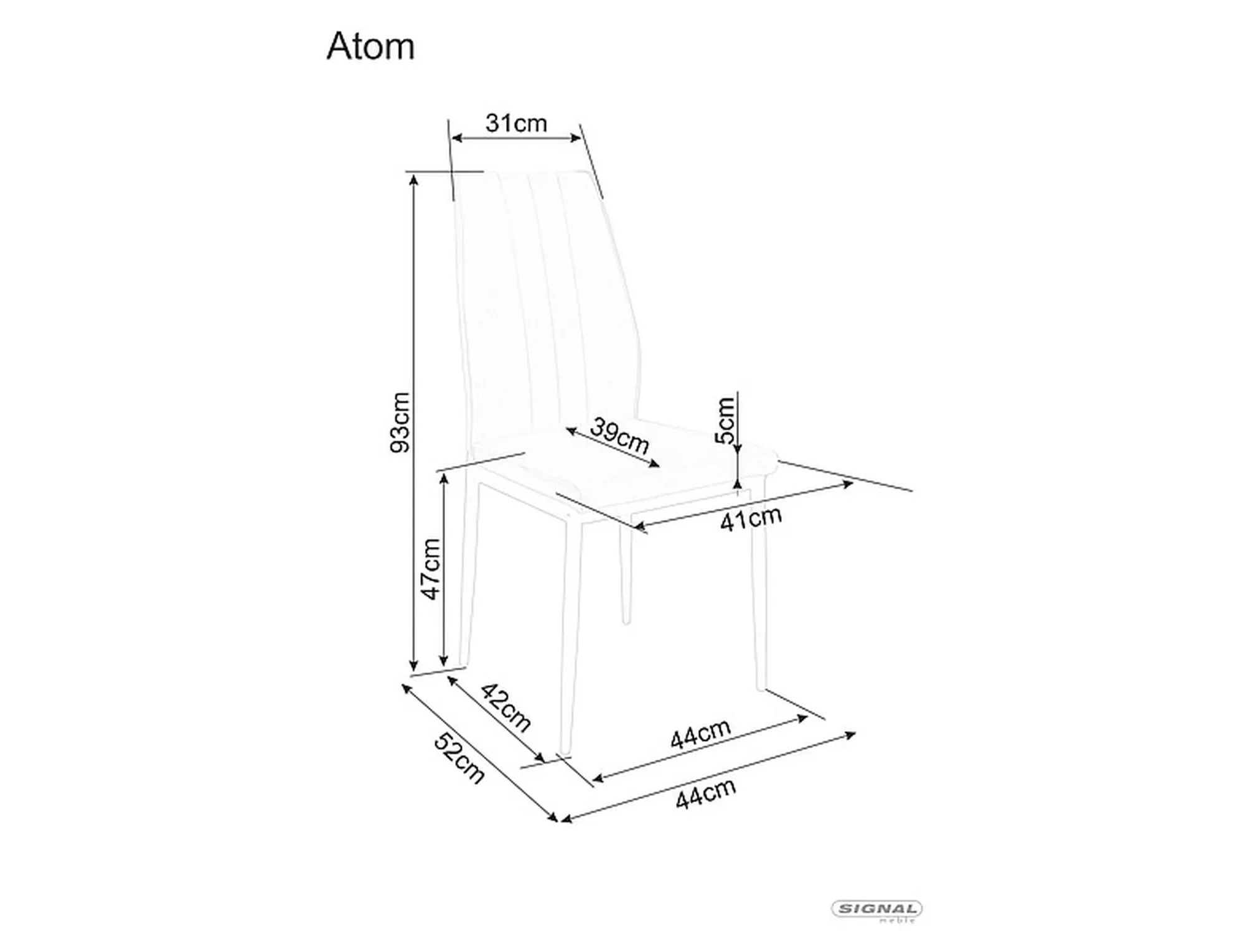 Стул SIGNAL ATOM Velvet Bluvel 14 серый/черный
