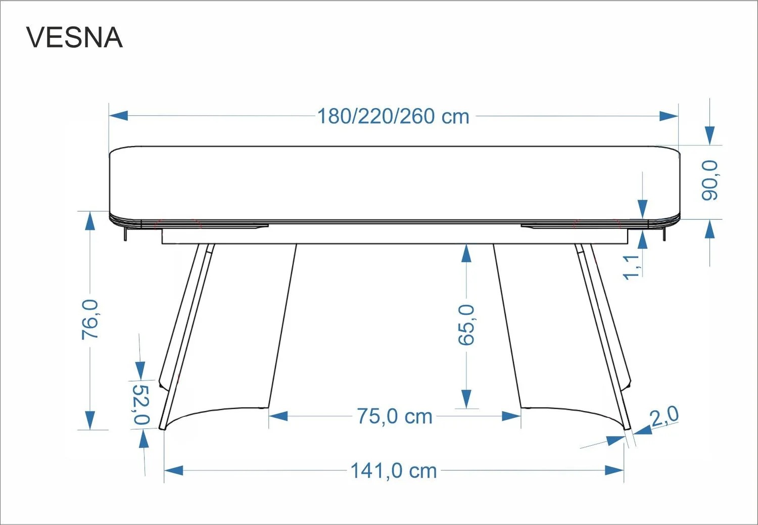 Стол обеденный HALMAR VESNA бежевый мрамор/коричневый 180-260/90