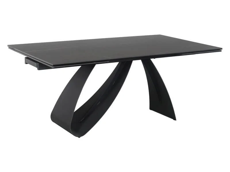 Стол обеденный SIGNAL DIUNA Ceramic Sahara Noir черный мрамор/черный мат 160-240/90