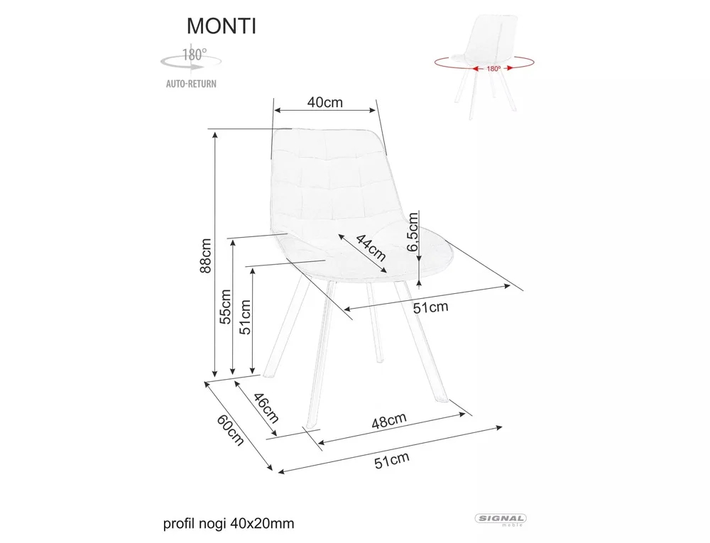 Стул SIGNAL MONTI Velvet Bluvel 40 темно-бежевый/черный, поворотный